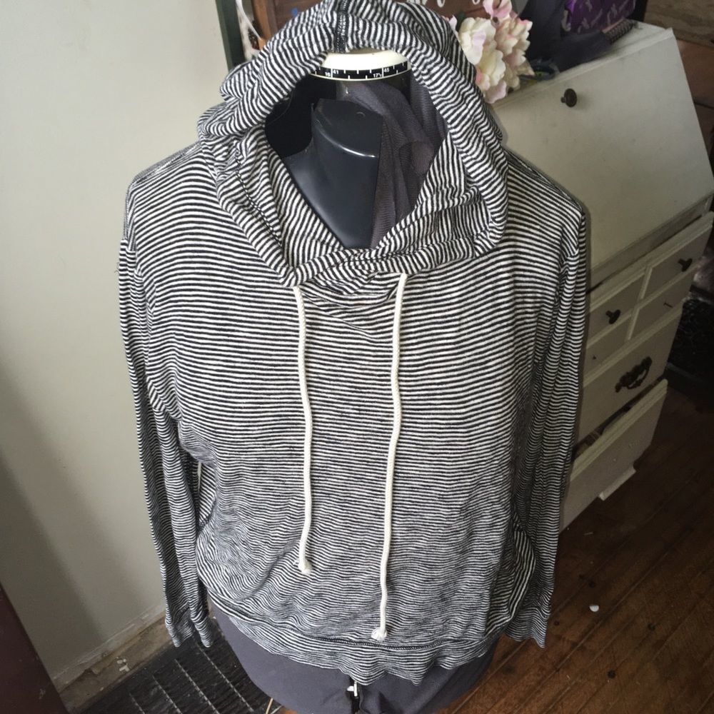 J Crew factory striped lightweight pullover hoodie